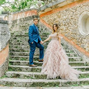 Misty Rose All Ruffled Up Evening Fluffy Dress